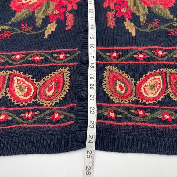 Vintage Ciel Bleu Women’s Large Floral Sweater Vest Buttons Flowers Blue 90s - Picture 13 of 13